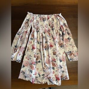 Floral Print Women's Off The Shoulder Dress